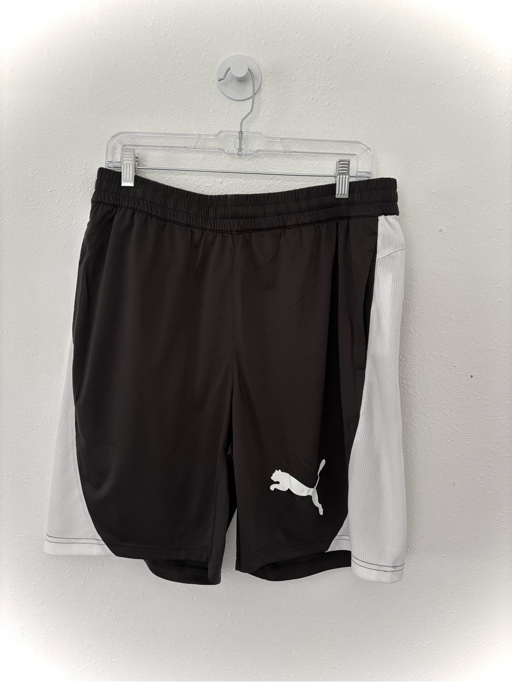 Puma Men’s Black Athletic Shorts with White Side Panels